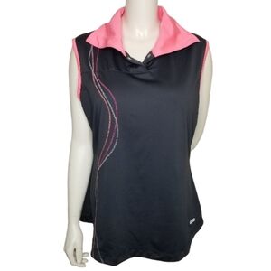 Annika Cutter & Buck Womens Pink Collar Golf Polo Shirt Sleeveless Top Size XL